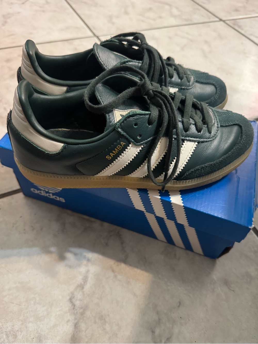 adidas Samba Sneakers in Green, White & Gum